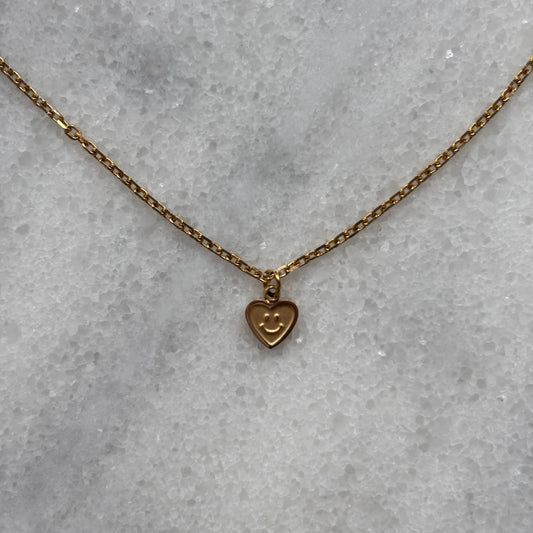 Edelstahlkette mit Smiley Herz Anhänger