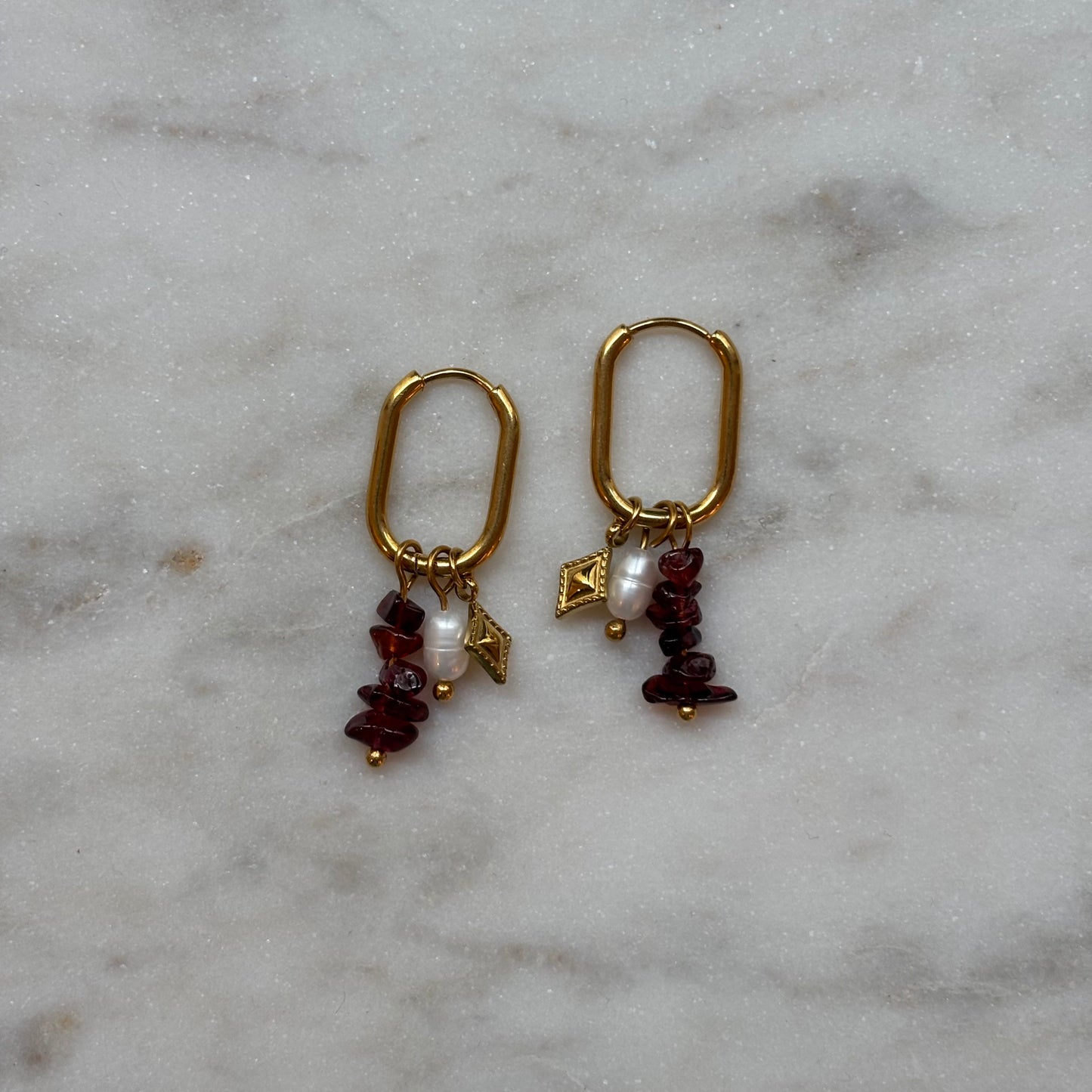 Ohrringe Granat und Perle