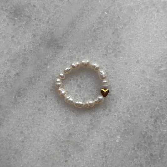 Süßwasserperlenring tiny Heart